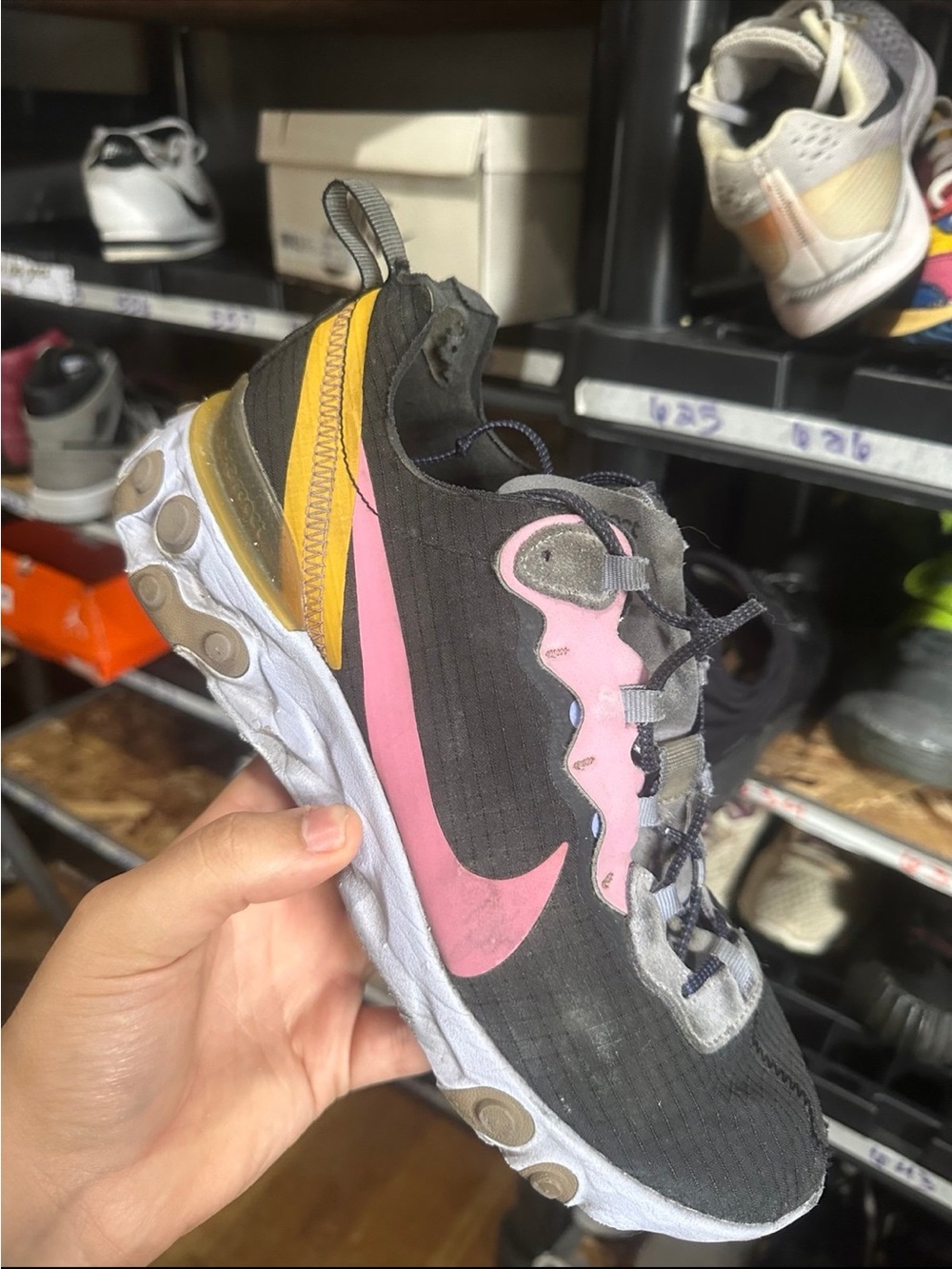 Nike Black Pink Yellow React-Style Running Shoe
